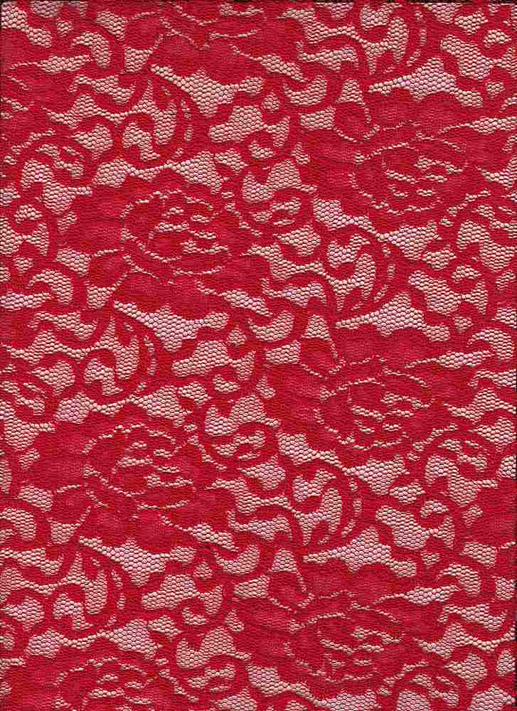 LACE-1148 / RED / 95% Poly 5% Spn Floral Lace