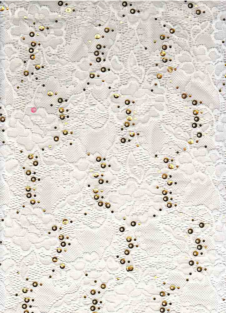 LACE-1169 / IVORY / 95% Nylon 5% Spn Sequence Lace